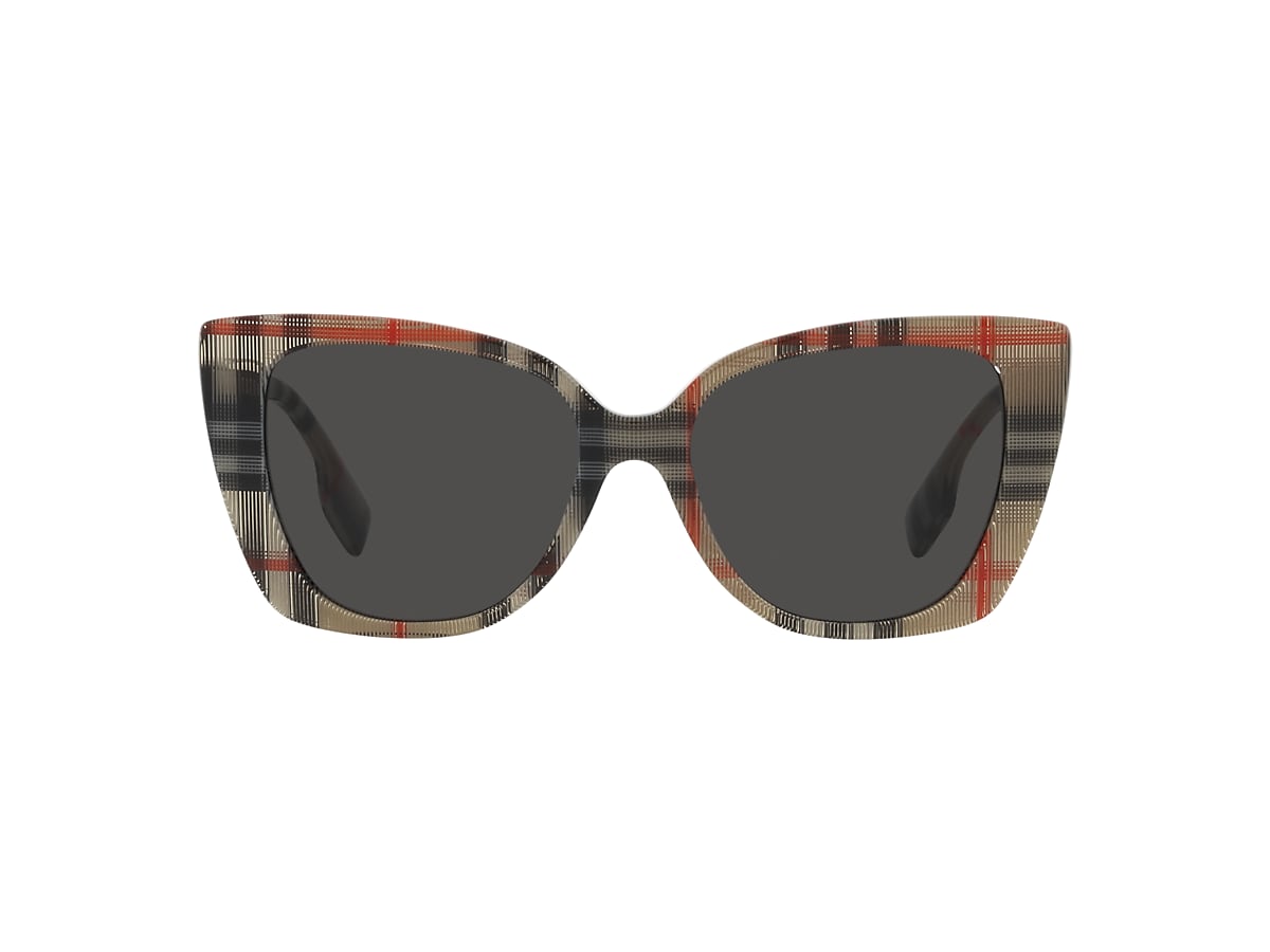 Burberry BE4393 Meryl 54 Dark Grey & Vintage Check Sunglasses 