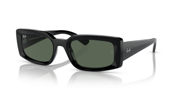 Óculos de sol Ray-Ban Kiliane Bio-based RB4395, formato cat-eye, armação em acetato preto, lente verde-escuro