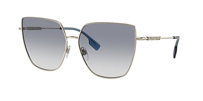 Burberry BE3143 Alexis 61 Clear Gradient Blue & Light Gold Sunglasses ...