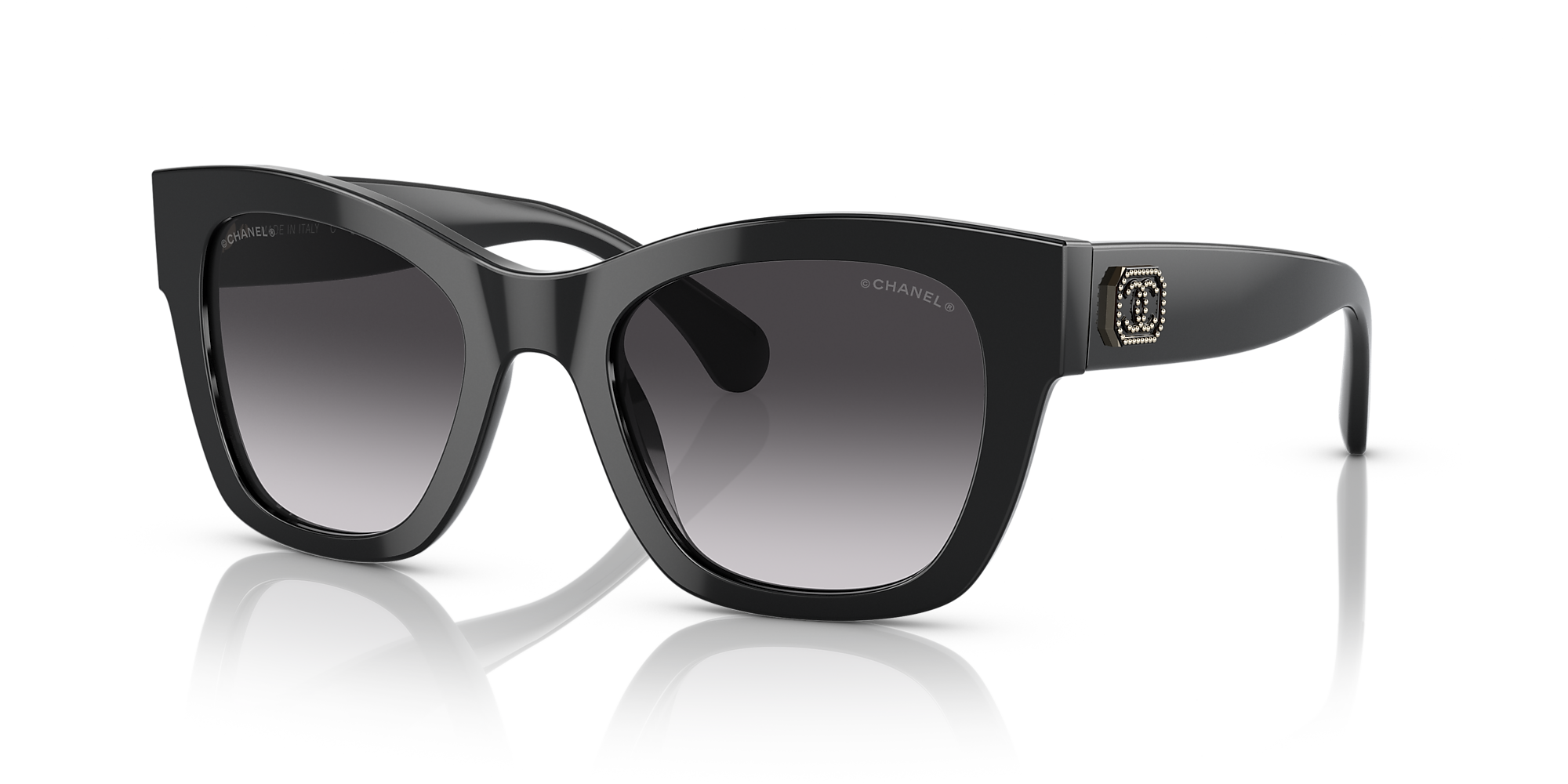Chanel Square Sunglasses CH5478 51 Gray & Black Sunglasses | Sunglass ...