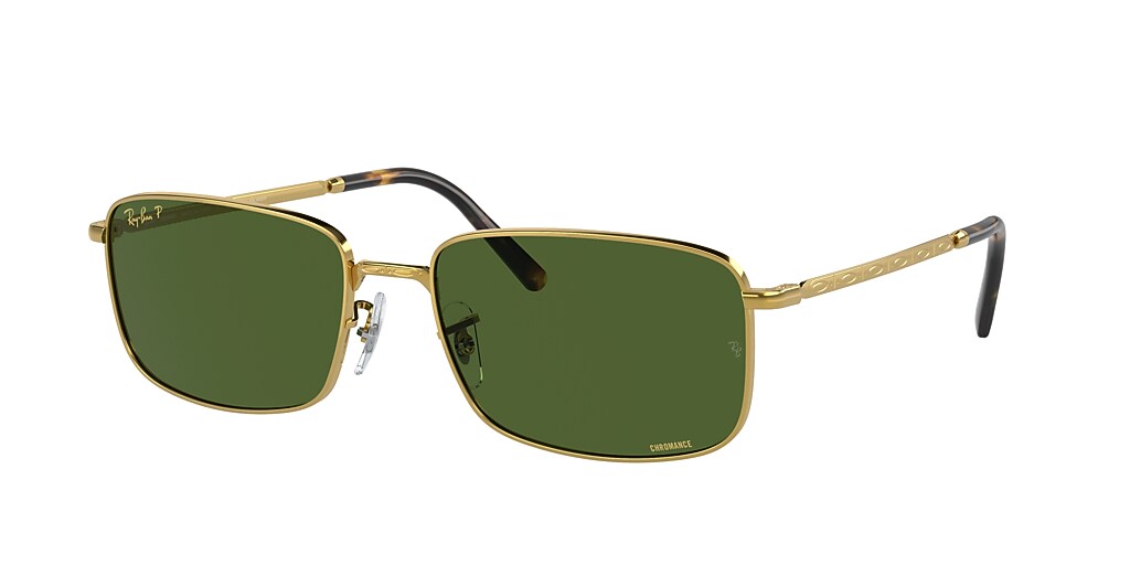 RayBan RB3717 57 Dark Green & Gold Polarised Sunglasses Sunglass Hut