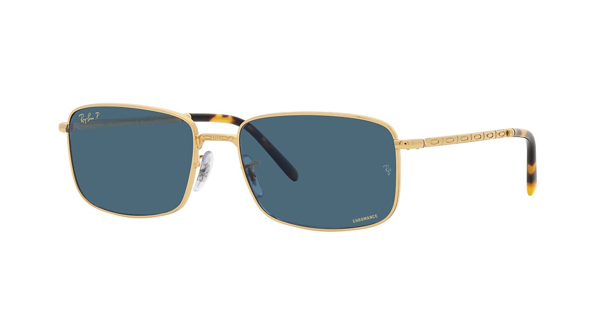 Ray-Ban RB3717 57 Blue & Gold Polarized Sunglasses | Sunglass 