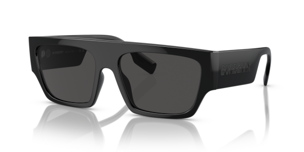 Óculos de sol Burberry Micah BE4397U, formato redondo, armação em acetato preto, lente cinza