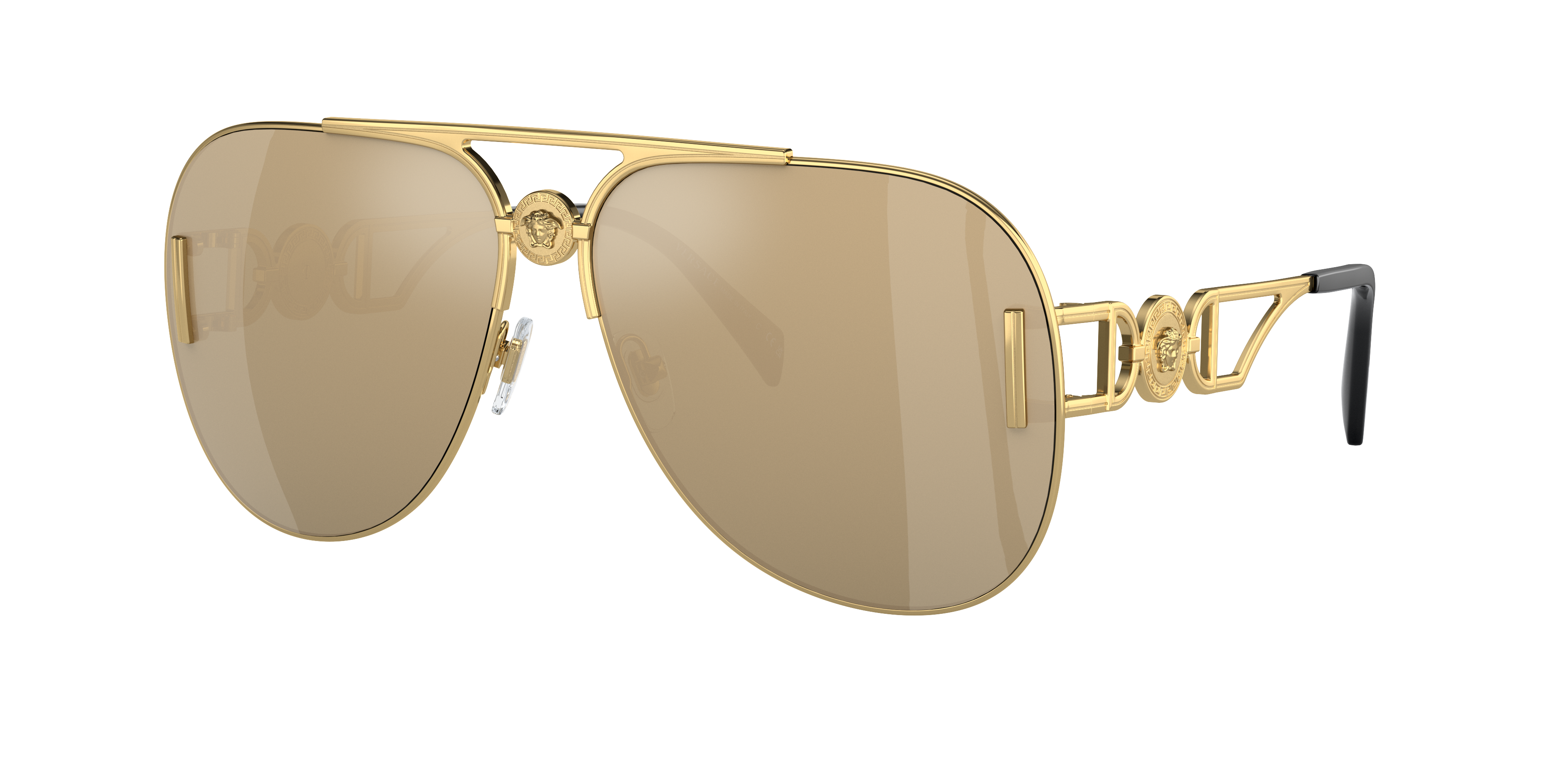 Shop Versace Unisex Sunglasses Ve2255 In Clear Mirror Real Yellow Gold