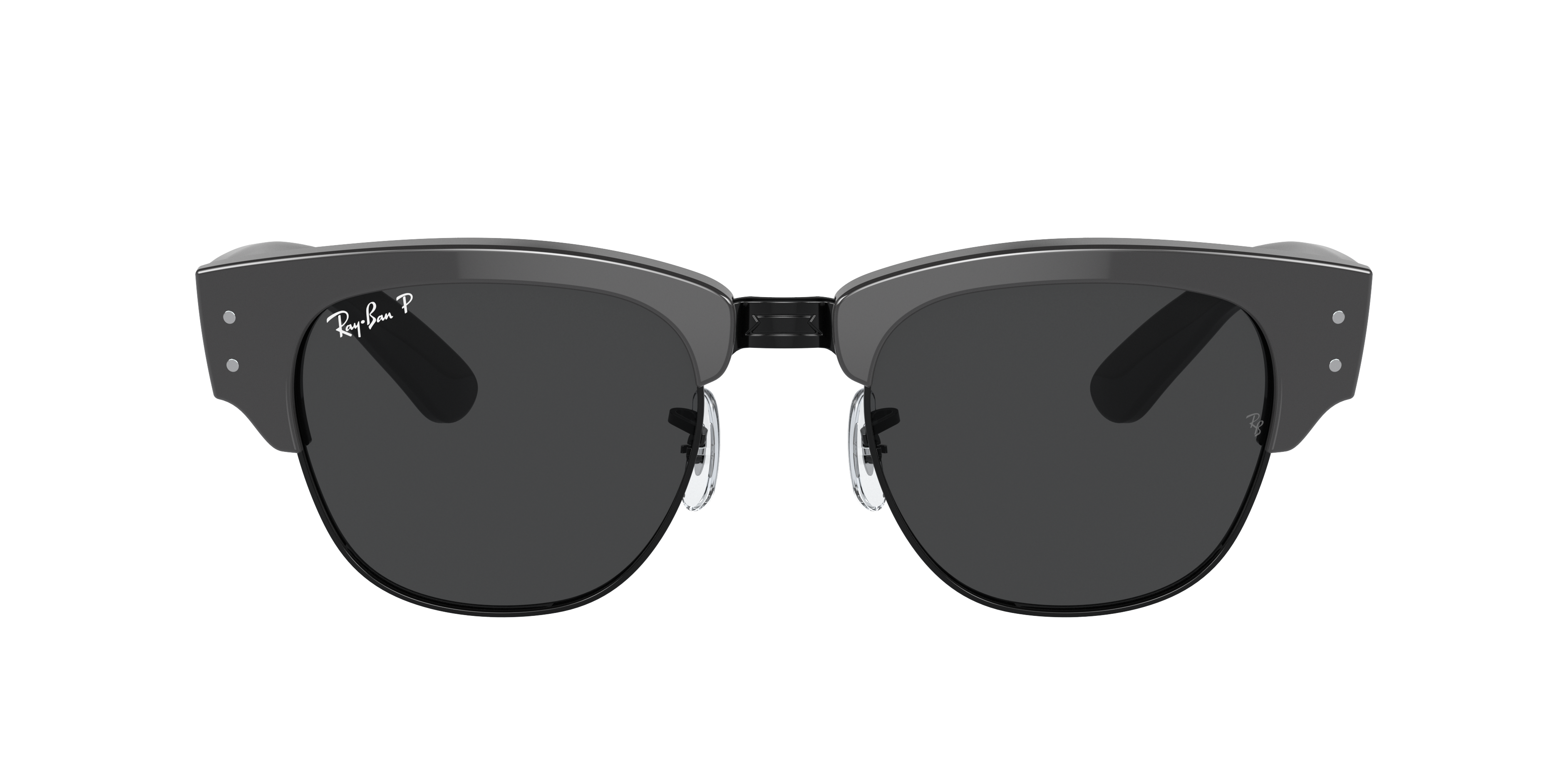 Ray Ban Mega Clubmaster Sonnenbrillen Grau Fassung Schwarz Glas Polarisiert 50-21 In Schwarz