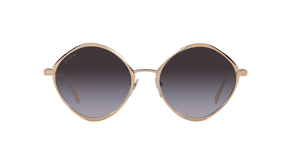 Bvlgari BV6186K 56 Grey Gradient & Pink Gold Plated Sunglasses 