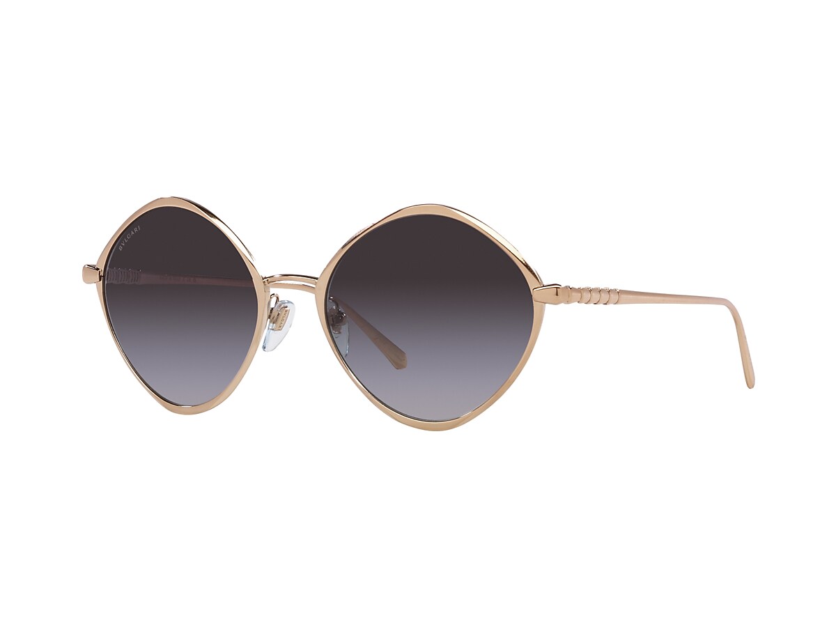 Bvlgari BV6186K 56 Grey Gradient & Pink Gold Plated Sunglasses 