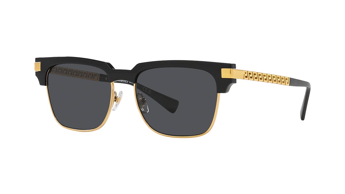 VERSACE VE4447 Black - Man Luxury Sunglasses, Dark Grey Lens