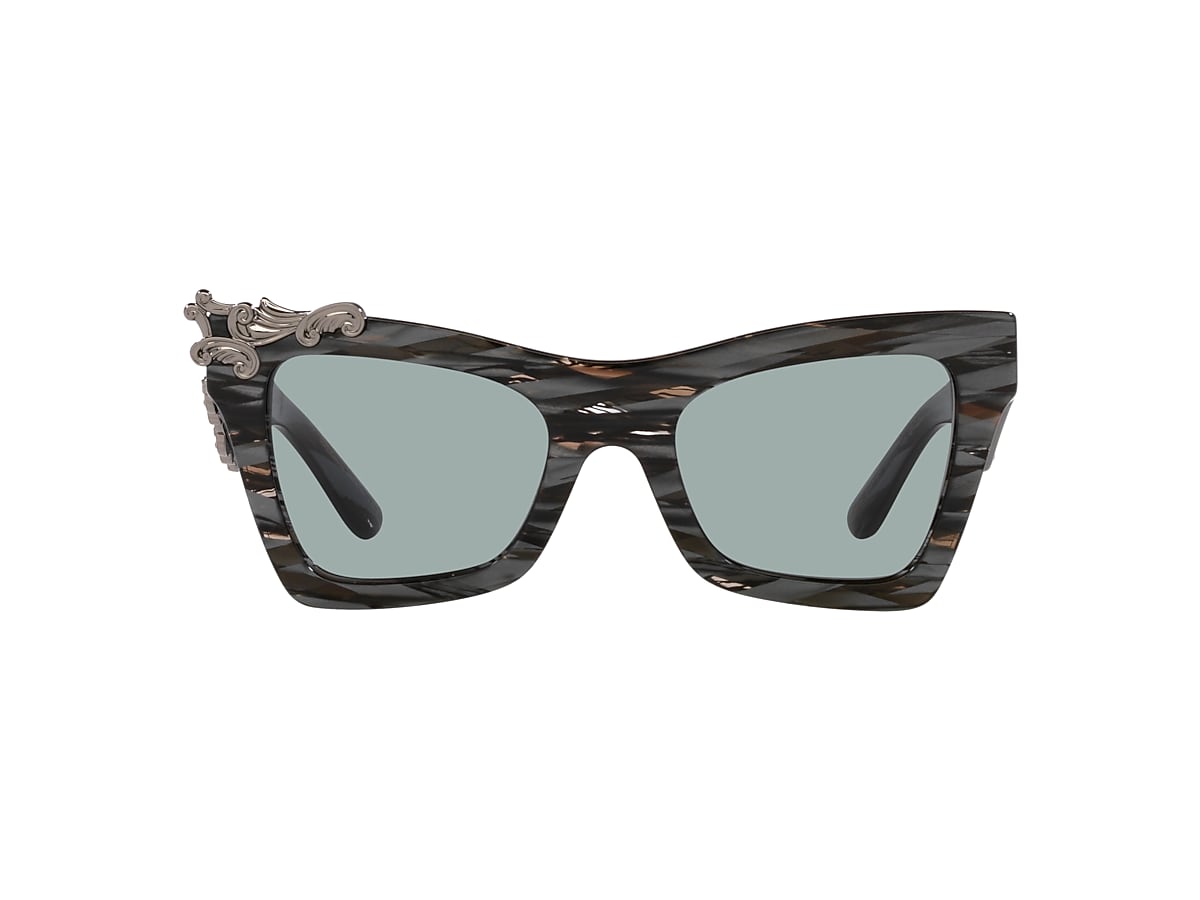 Dolce&Gabbana DG4434 51 Dark Grey & Striped Black Sunglasses 