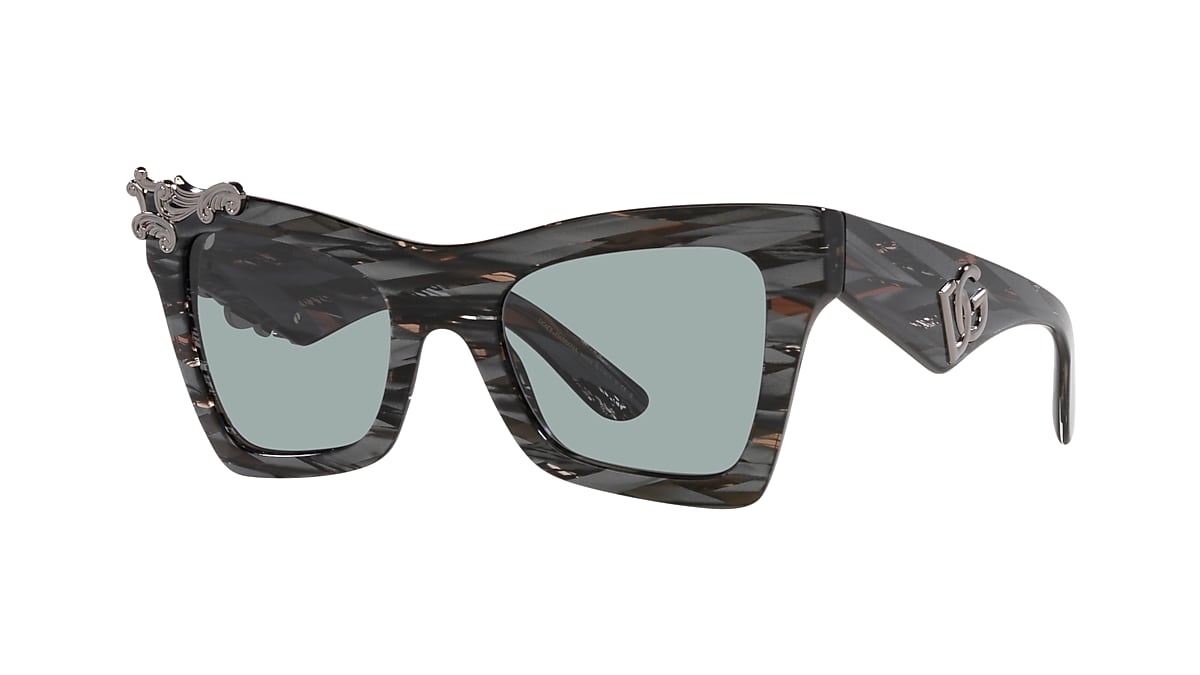 Dolce&Gabbana DG4434 51 Dark Grey & Striped Black Sunglasses  