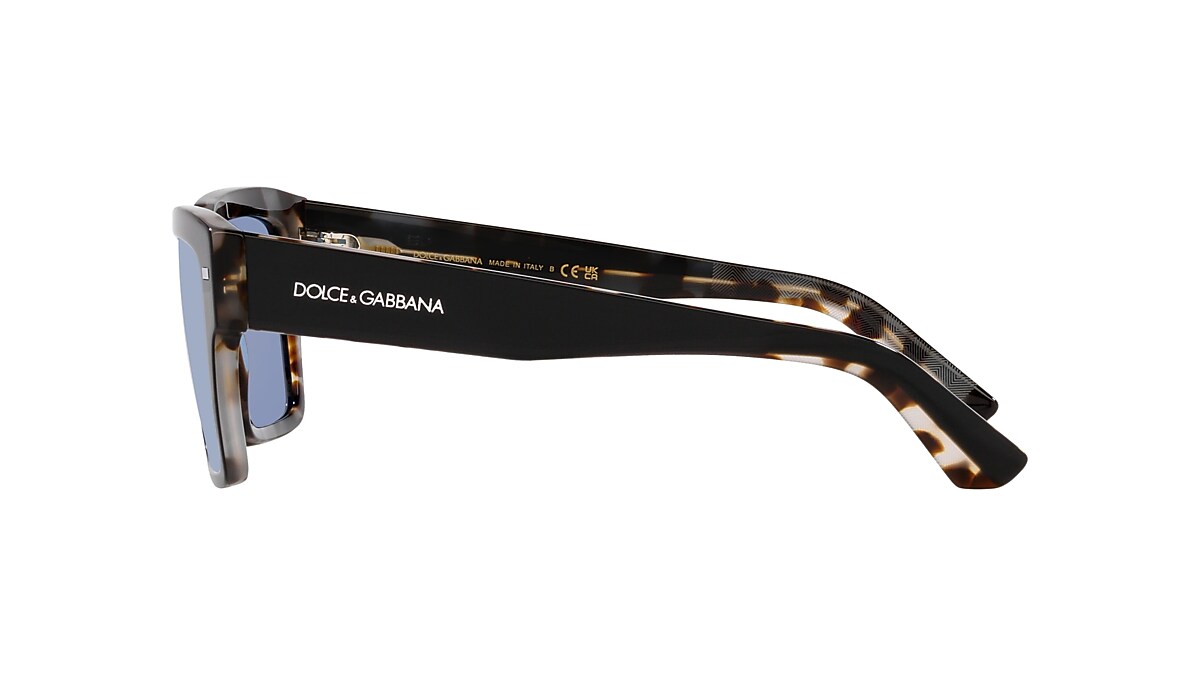 DOLCE&GABBANA DG4431 Black On Grey Havana - Men Luxury Sunglasses, Light  Blue Mirror Silver Lens