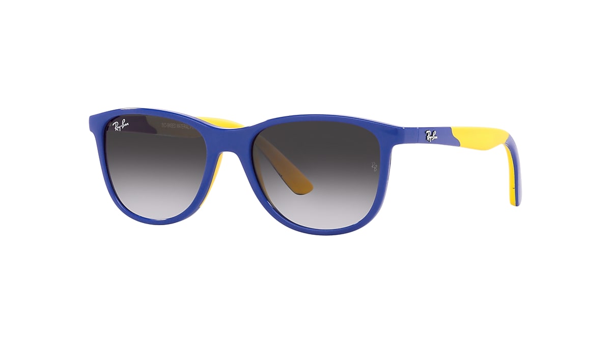 RAY-BAN RB9077S Bio-Based Blue On Yellow - Kids Sunglasses, Grey/Blue Lens