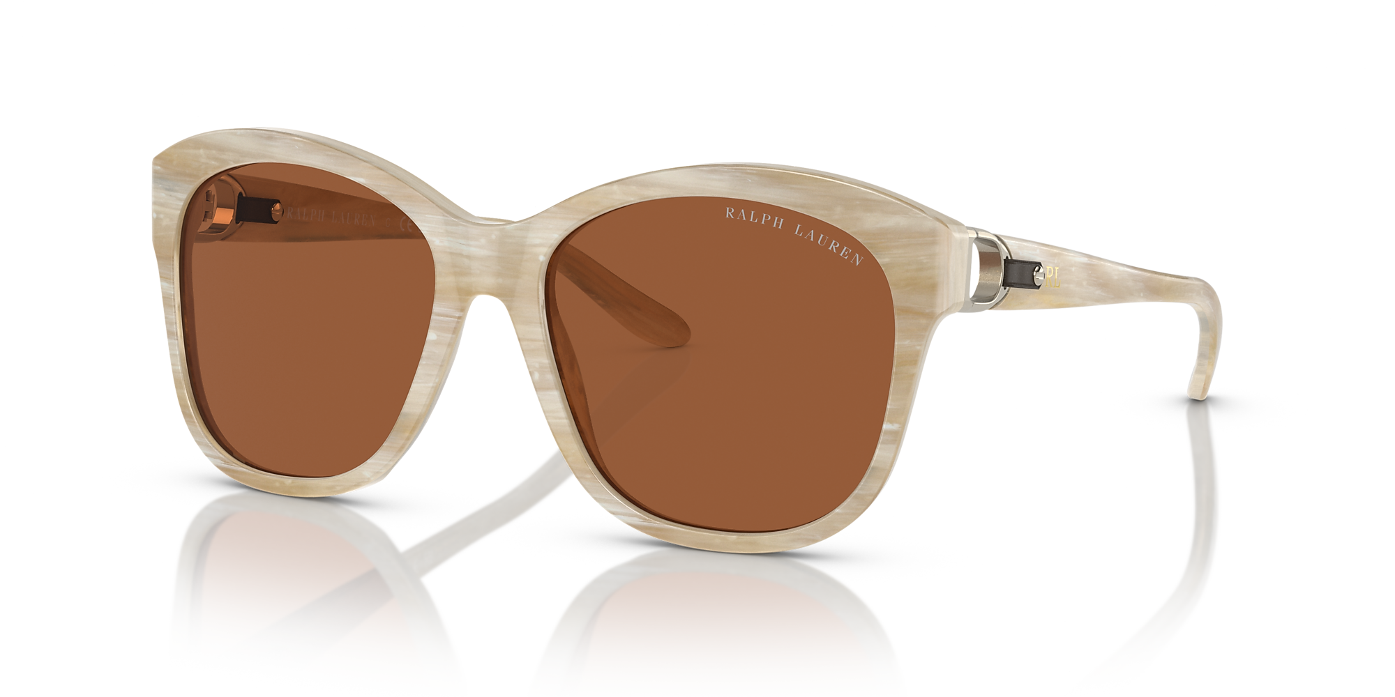 Ralph Lauren RL8190Q 55 Light Brown & Cream Horn Sunglasses Sunglass