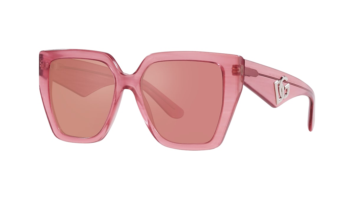 Dolce&Gabbana DG4438 55 Pink Dark Mirror Red & Fleur Pink Sunglasses
