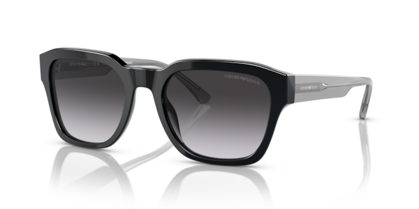 Óculos de sol Emporio Armani EA4175, formato quadrado, armação em acetato preto, lente cinza degradê