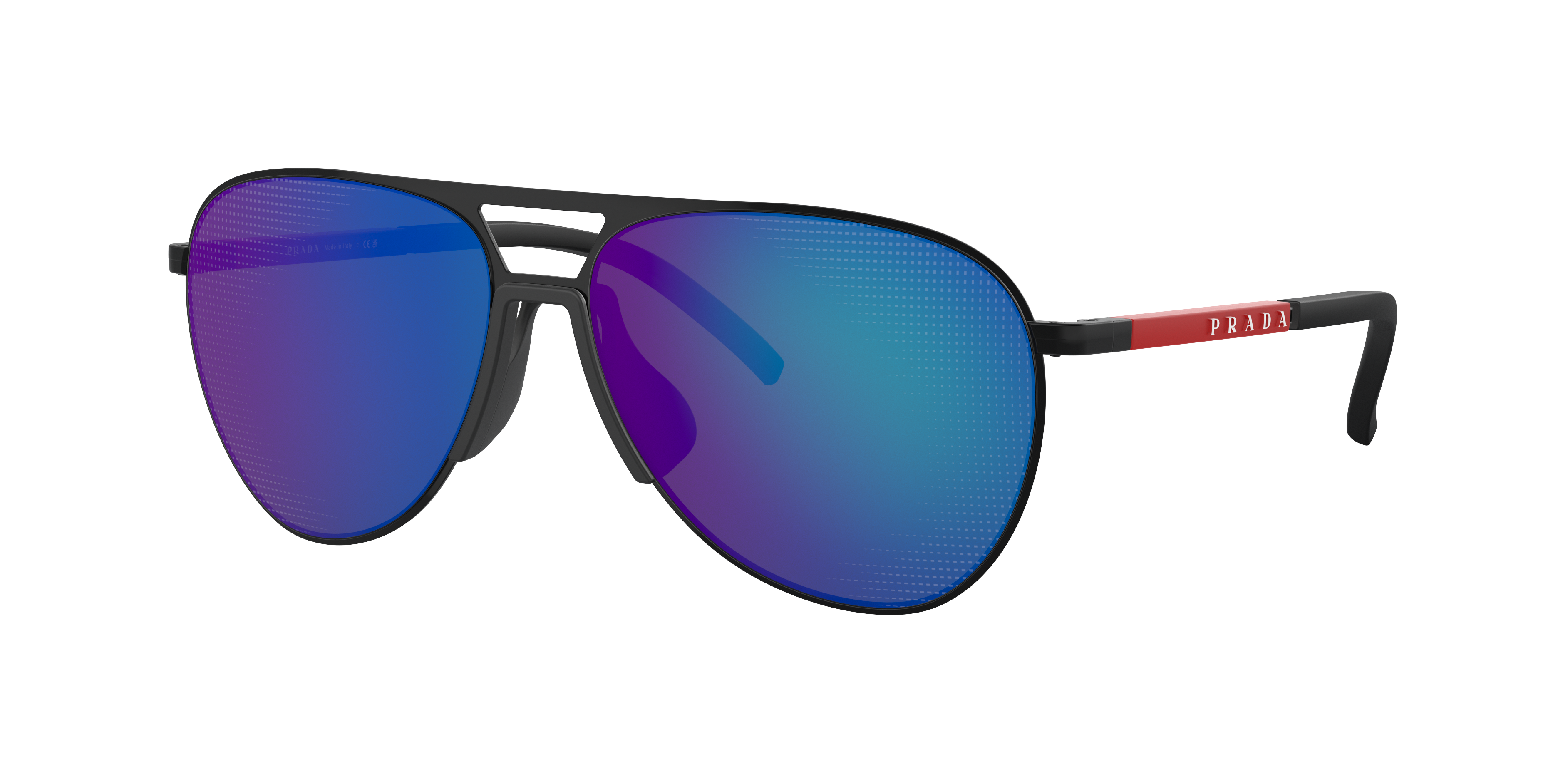 Prada Linea Rossa Man Sunglasses Ps 51xs In Light Green Mirror Blue
