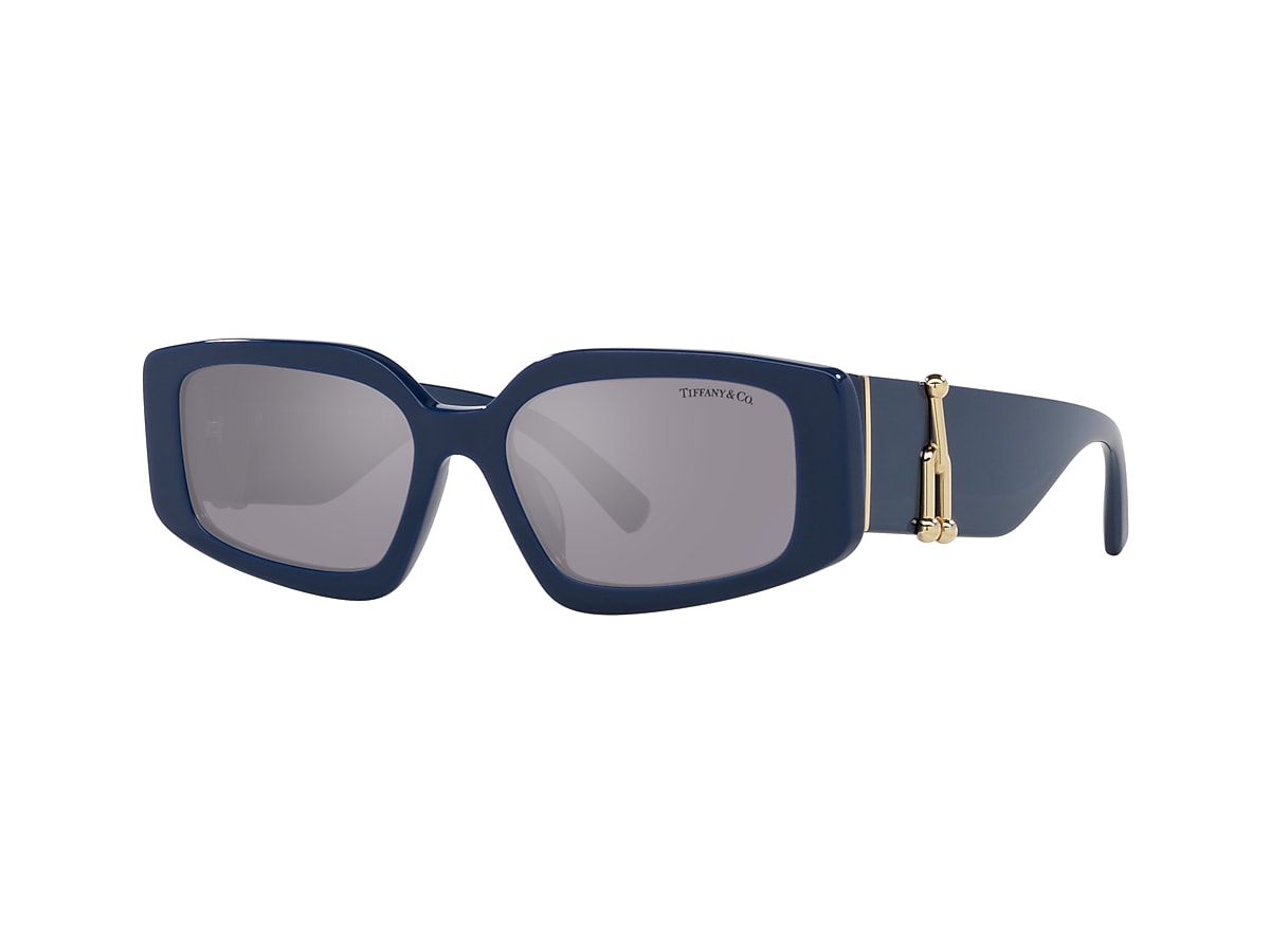 TIFFANY & CO. TF4208U Steve Mcqueen Spectrum Blue - Woman Luxury  Sunglasses, Violet Mirror Silver Lens