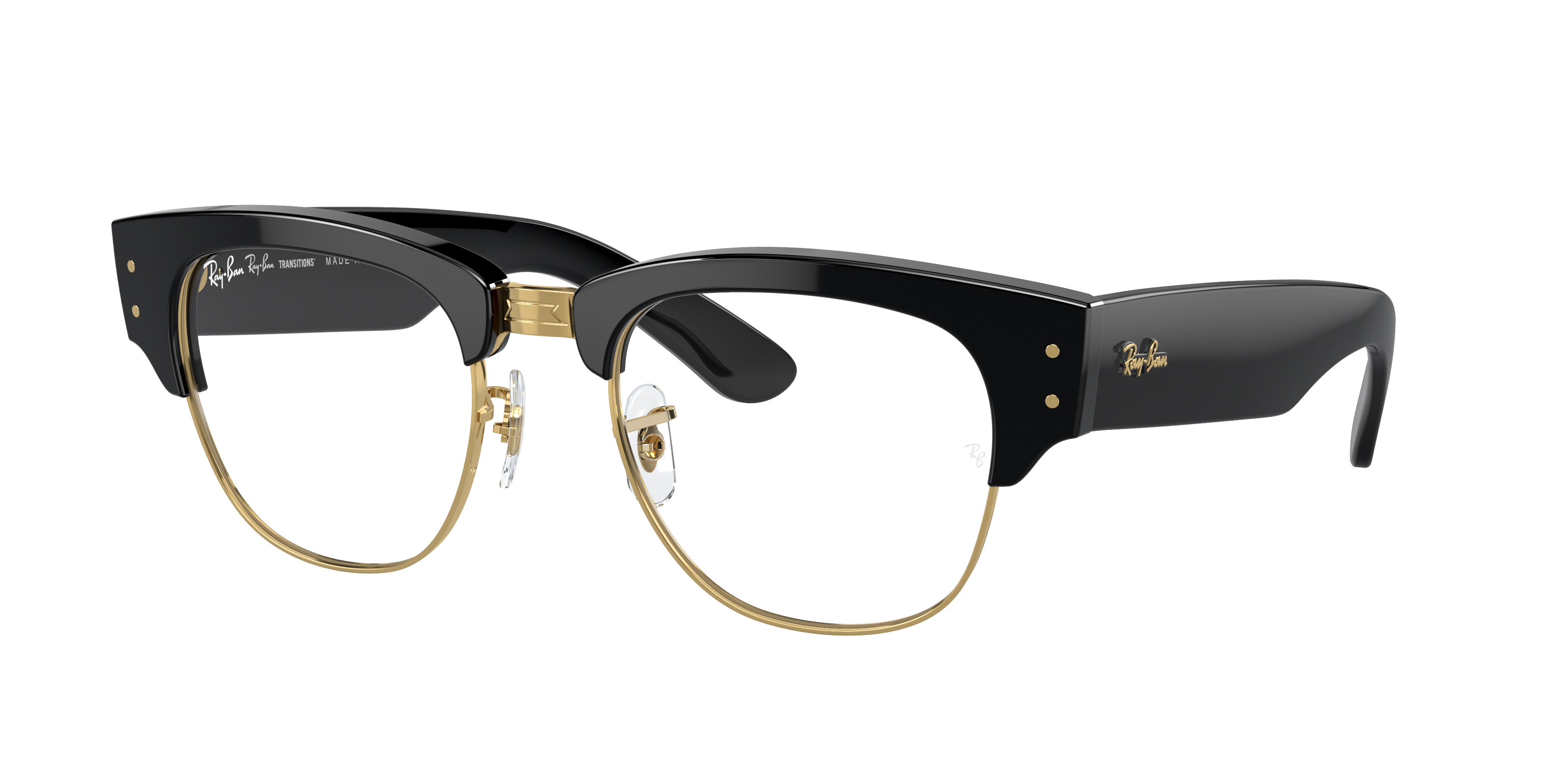 Ray Ban Mega Clubmaster Sonnenbrillen Schwarz Fassung Blau Glas 50-21 In Klar,blau