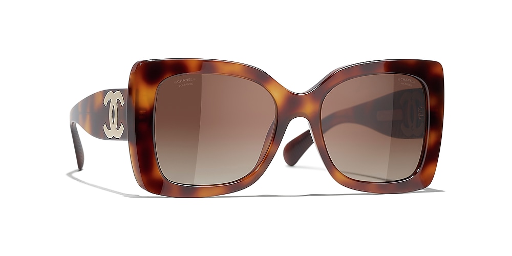 CHANEL Square Sunglasses CH5439Q Striped Grey/Brown Gradient at