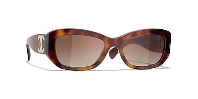 Chanel Rectangle Sunglasses CH5493A 55 Light Brown & Tortoise Polarised ...