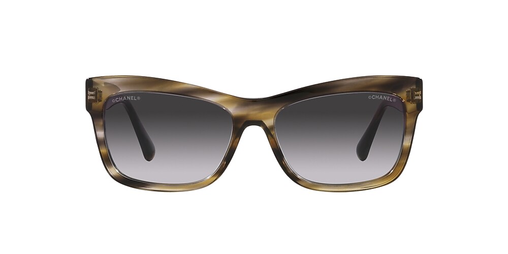 Chanel Rectangle Sunglasses CH5496B 56 Gray & Green Tortoise & Gray  Sunglasses