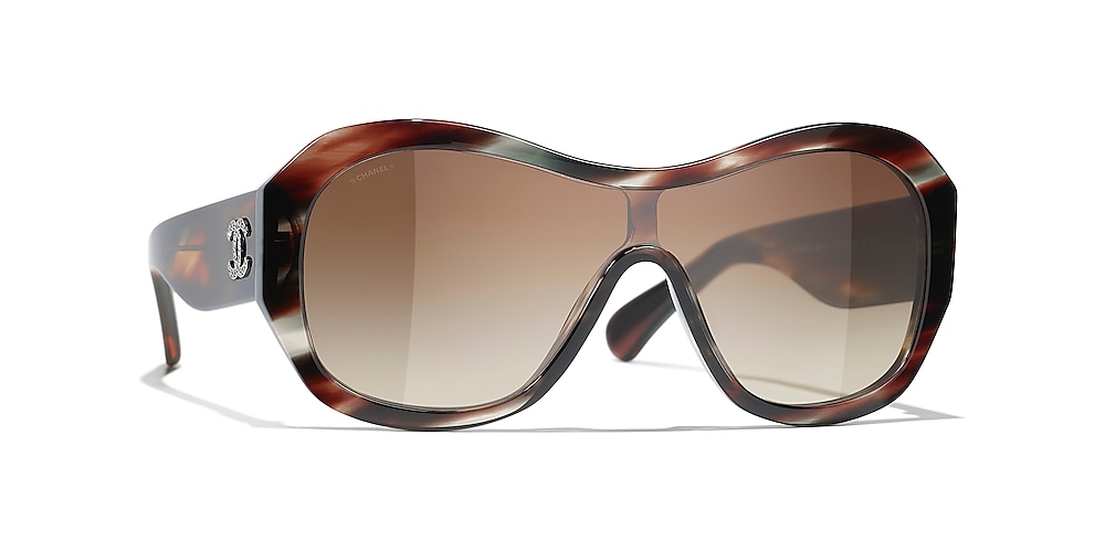 Chanel Shield Sunglasses CH5497B 01 Brown & Brown Tortoise & Gray