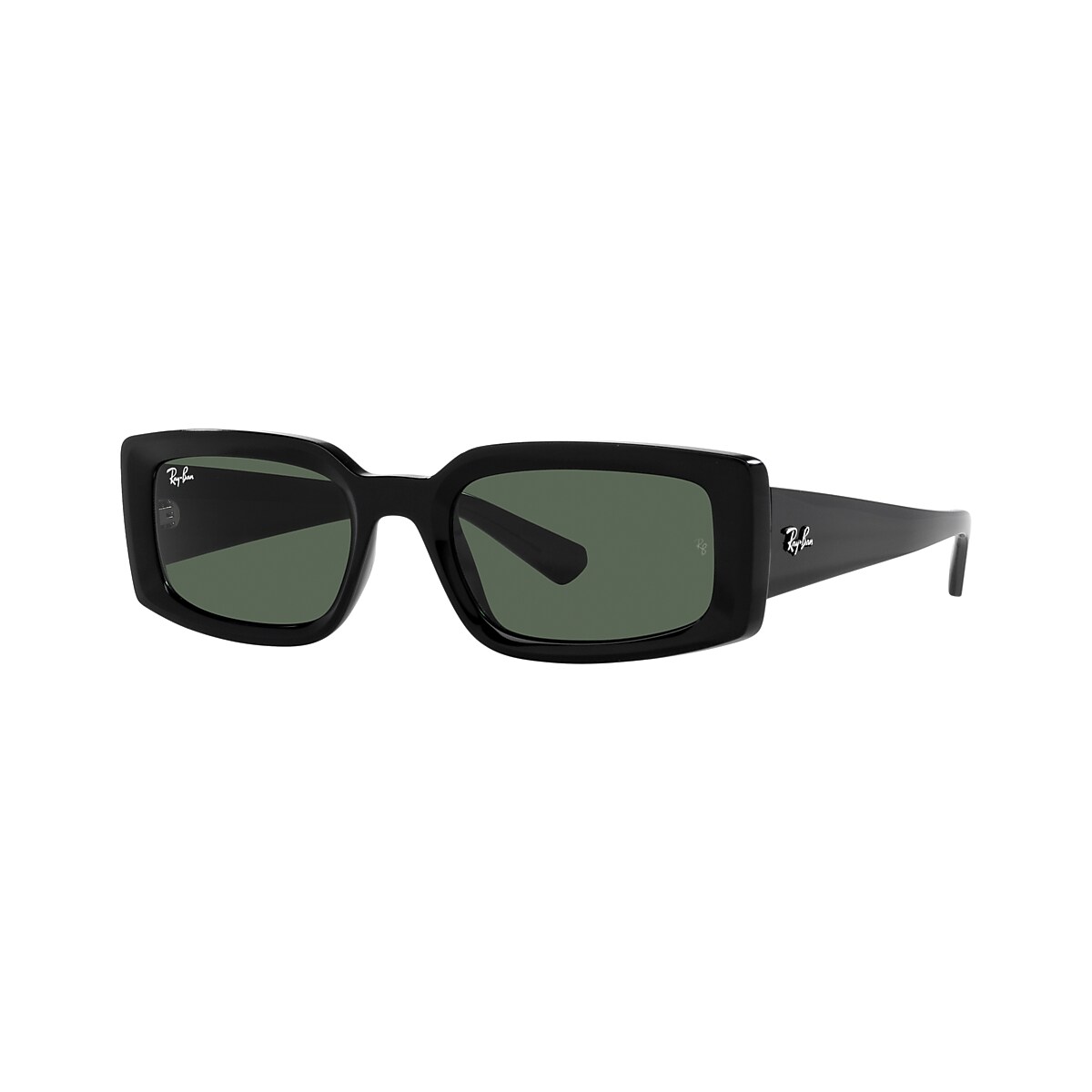 RAY-BAN RB4395F Kiliane Bio-Based Black - Unisex Sunglasses, Dark Green Lens