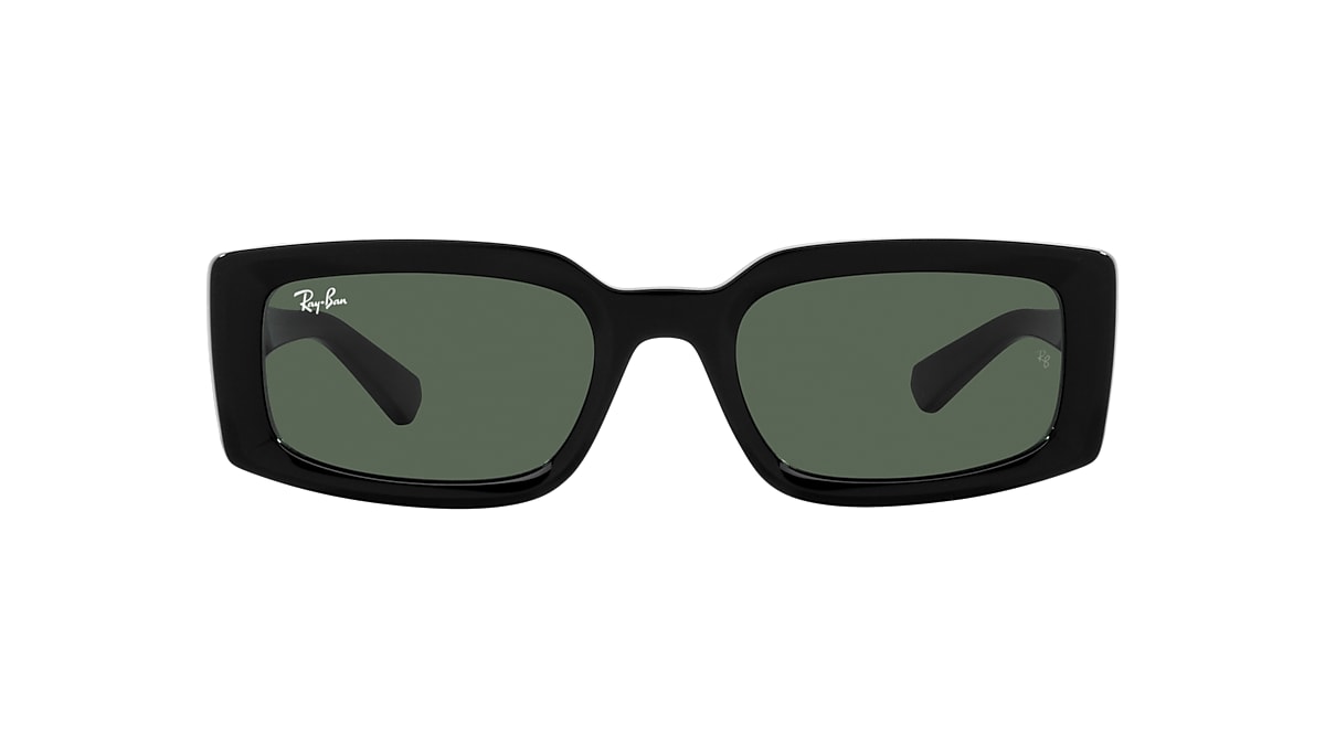 RAY-BAN RB4395F Kiliane Bio-Based Black - Unisex Sunglasses, Dark Green Lens