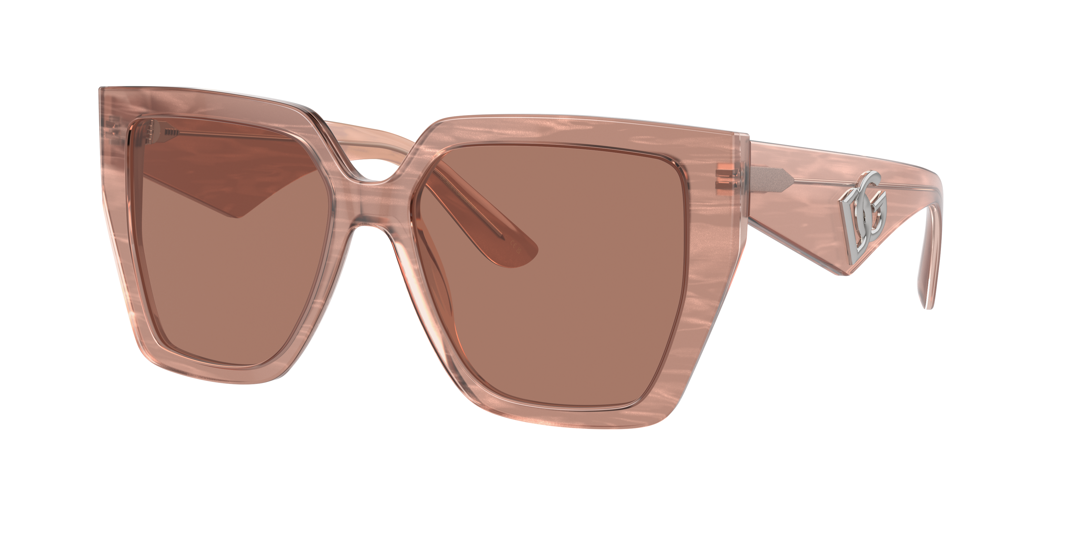 Dolce&Gabbana DG4438 55 Dark Brown & Fleur Caramel Sunglasses 