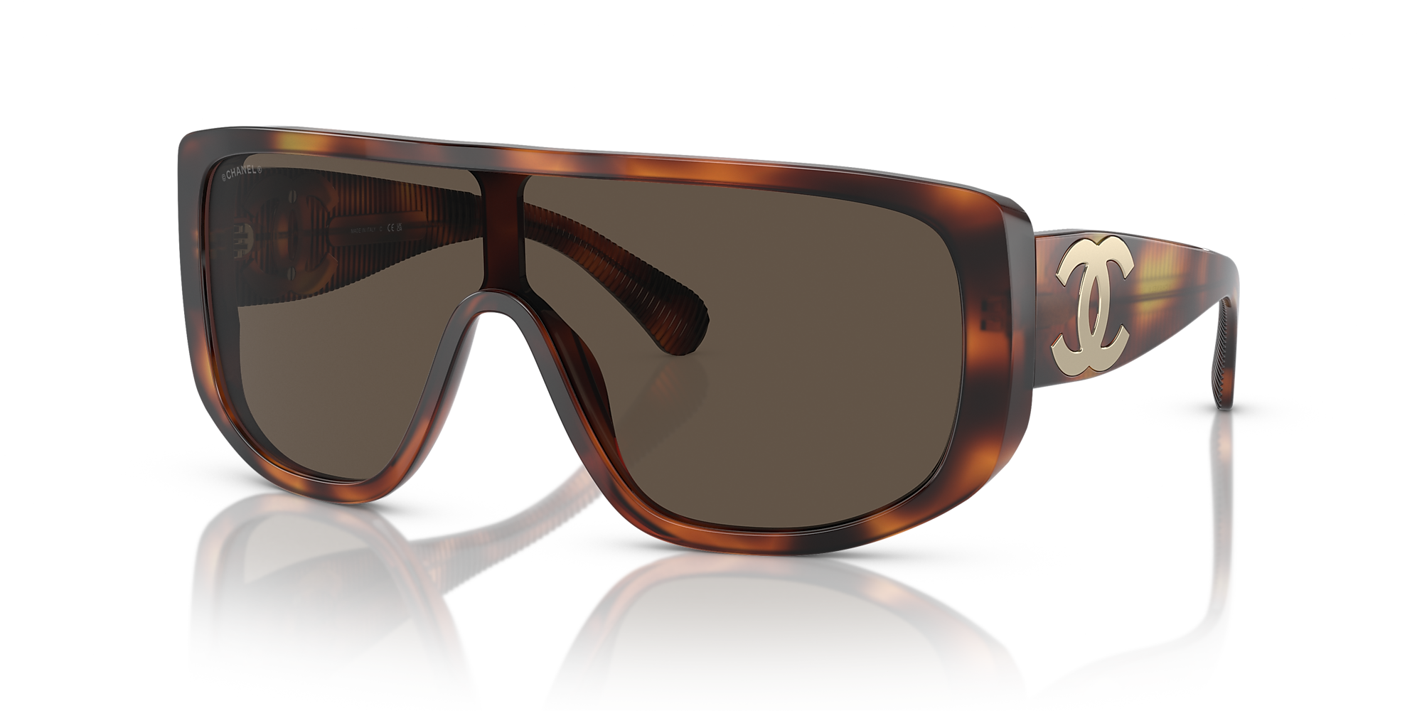 Chanel Shield Sunglasses CH5495 01 Brown & Dark Tortoise Sunglasses ...