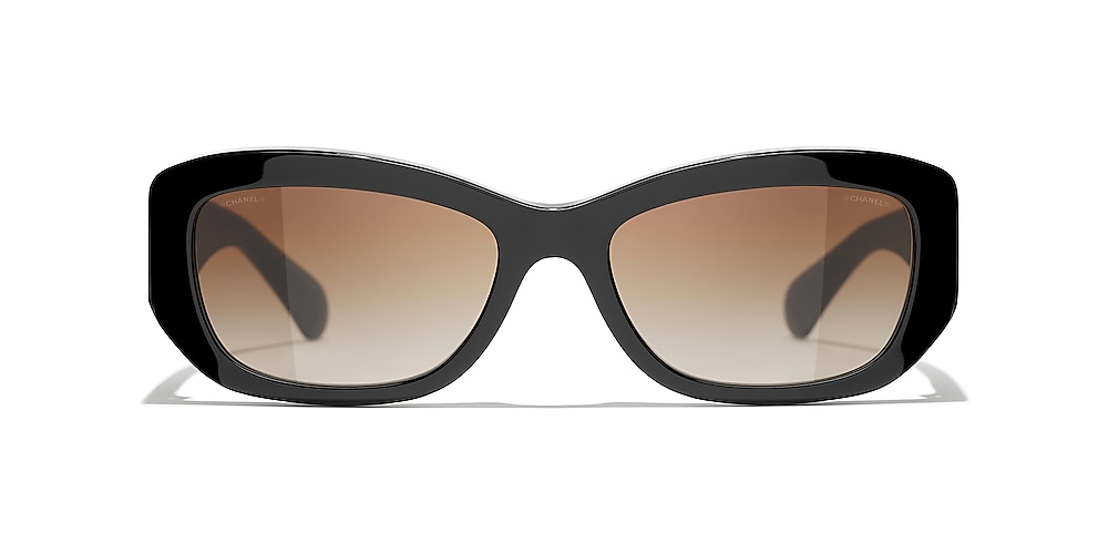 Chanel Rectangle Sunglasses CH5493 55 Brown & Black Sunglasses