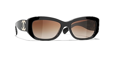 Chanel Rectangle Sunglasses CH5493 55 Brown & Black Sunglasses 