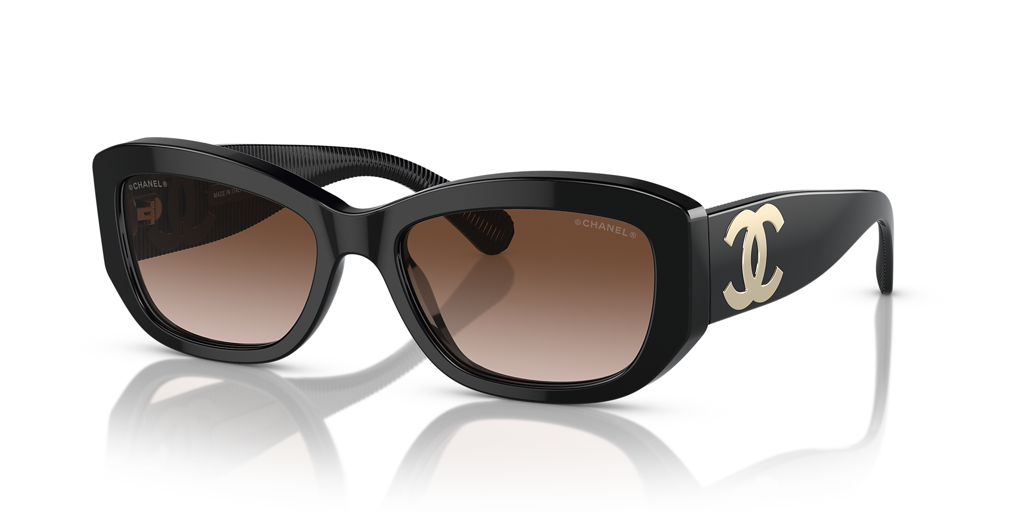 Chanel Rectangle Sunglasses CH5493 55 Brown & Black Sunglasses