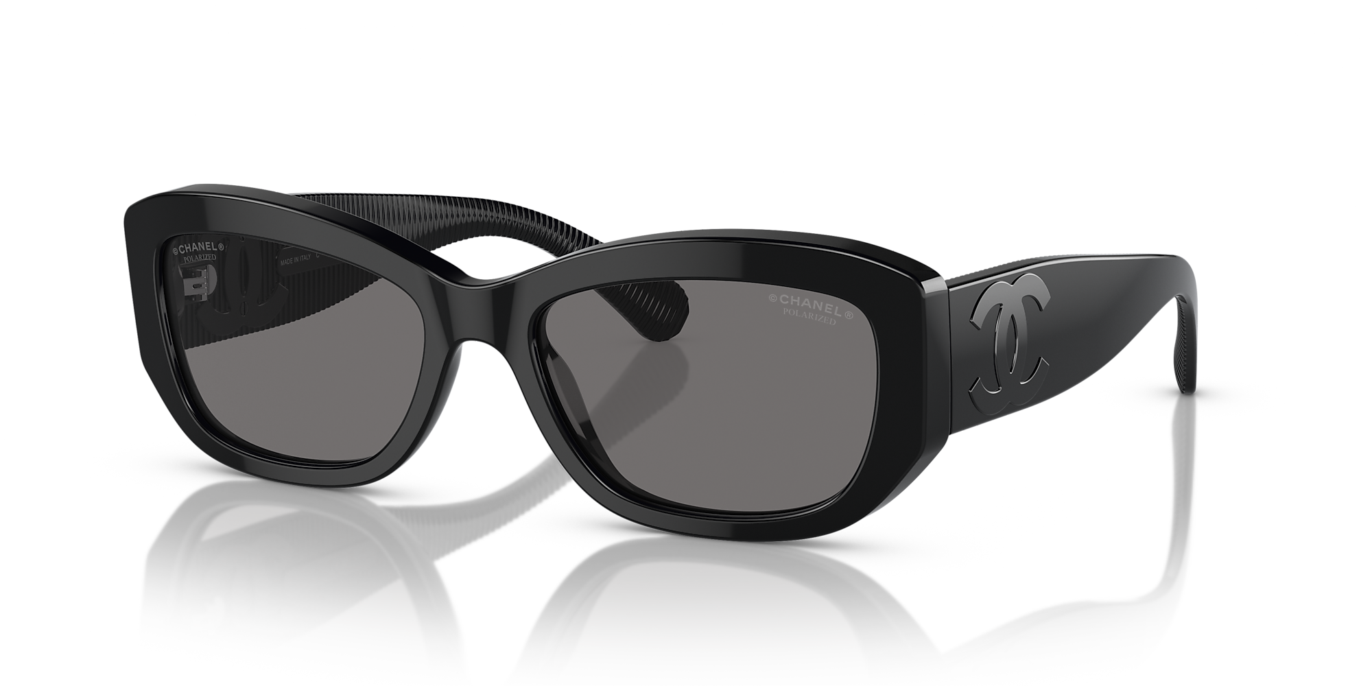 Chanel Rectangle Sunglasses CH5493 55 Gray & Black Polarised Sunglasses