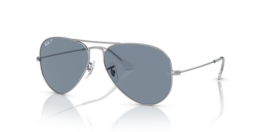 Ray-Ban RB3025 Aviator Classic 58 Blue & Silver Polarized