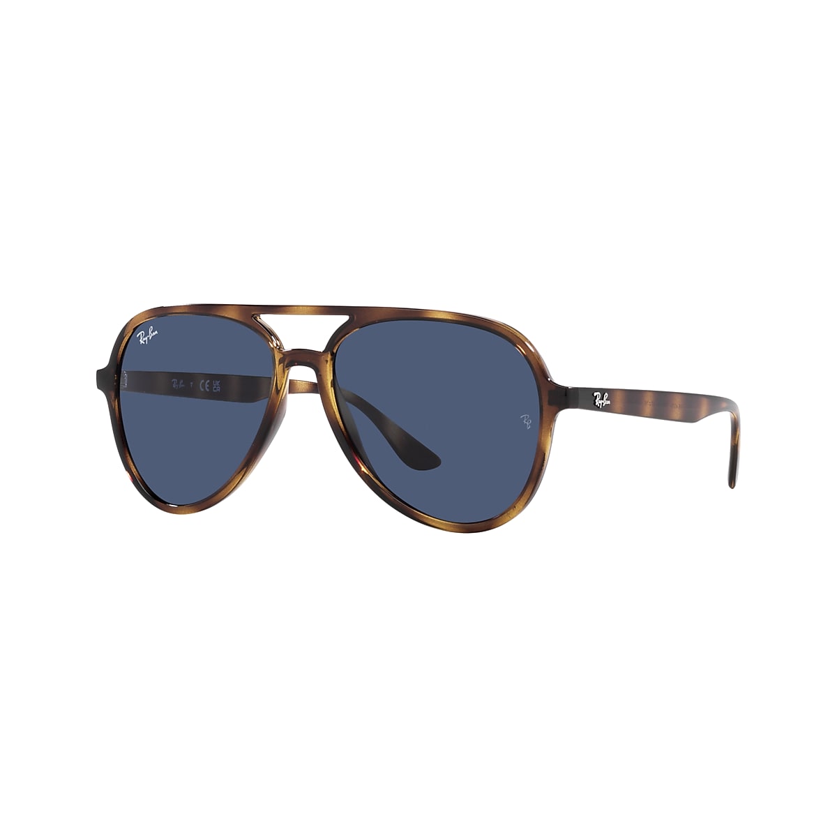 RAY-BAN RB4376F Havana - Unisex Sunglasses, Dark Blue Lens