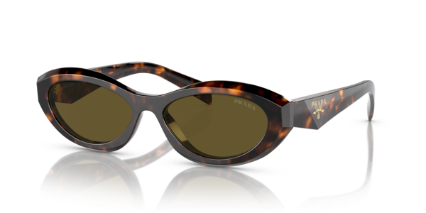Óculos de sol Prada Symbole PR26ZS, formato retangular, armação em acetato verde, lente verde loden