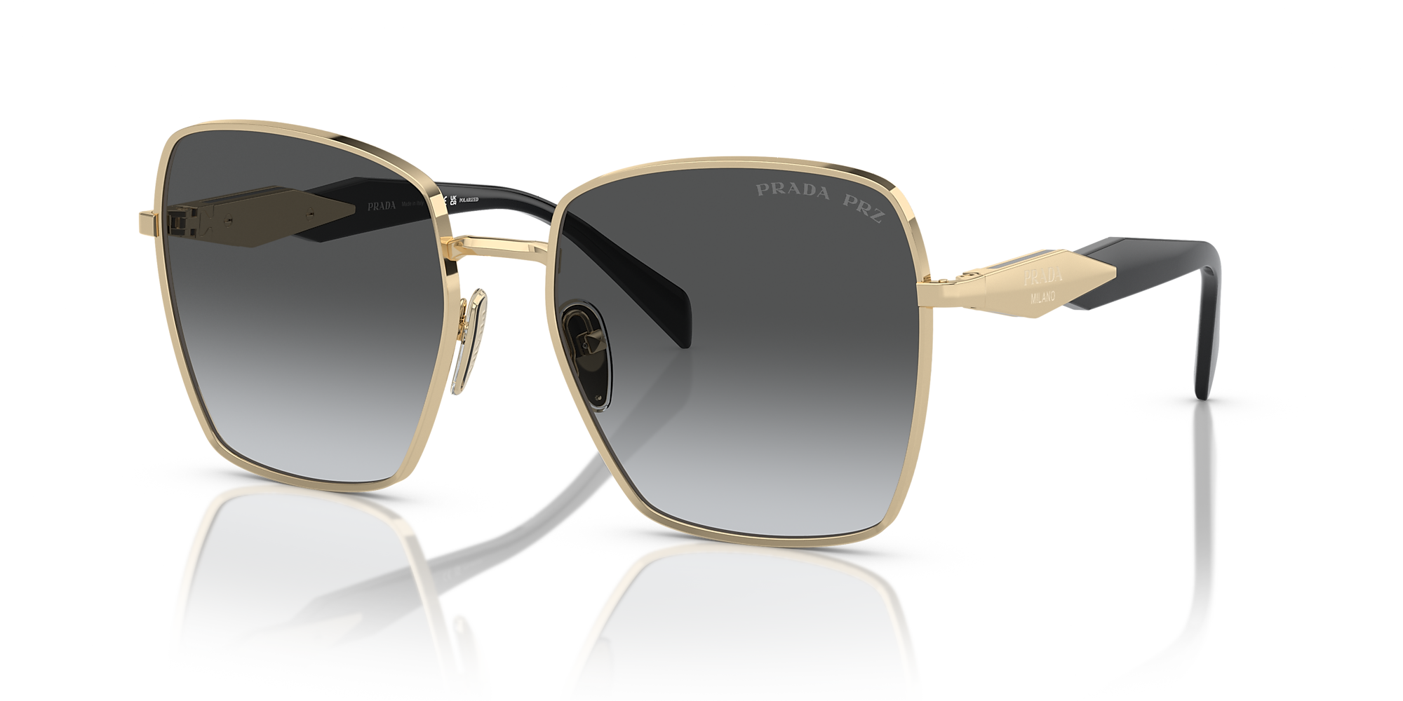 Prada PR 64ZS 57 Polar Grey Gradient & Pale Gold Polarised Sunglasses ...