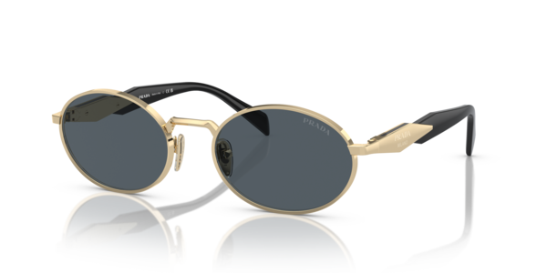 Óculos de sol Prada PR65ZS, formato retangular, armação em acetato cristal, lente grafite