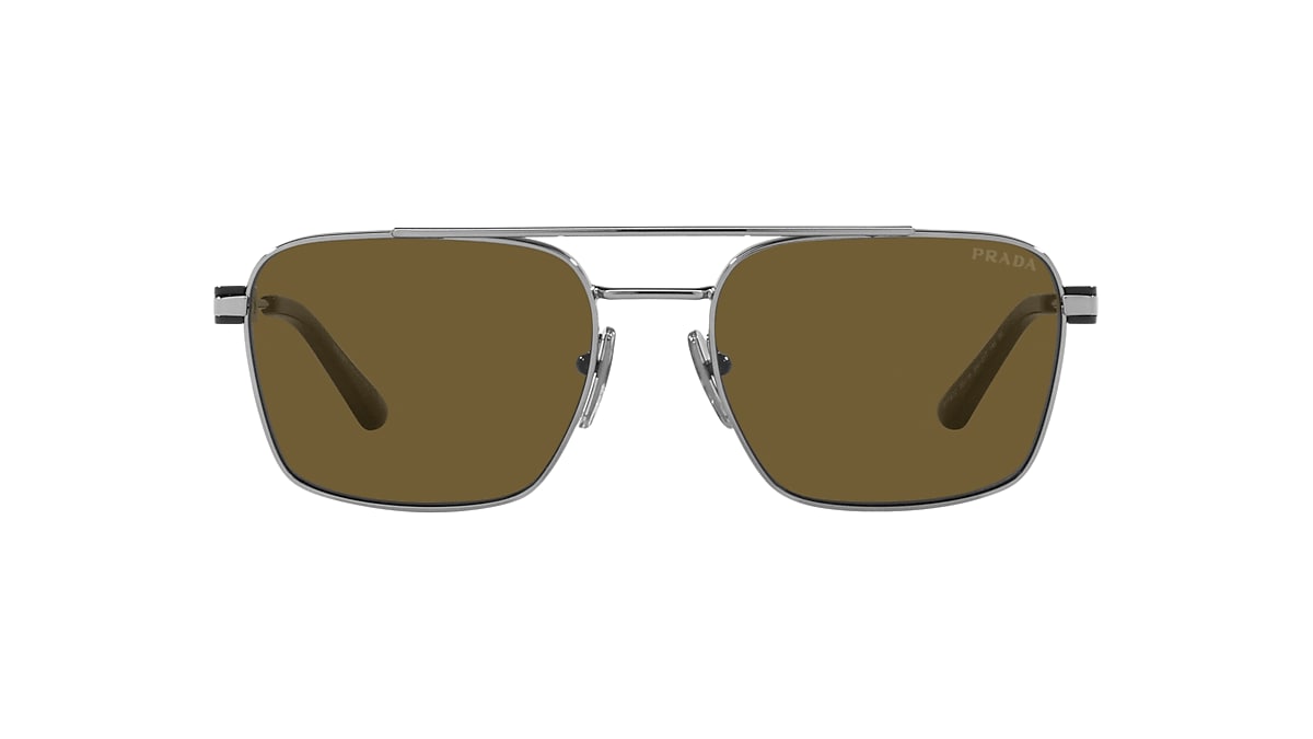 小物 PRADA l Half-Lim Sunglasse Prada PR 67ZS L (56 - 18) with Brown lenses and Silver frame