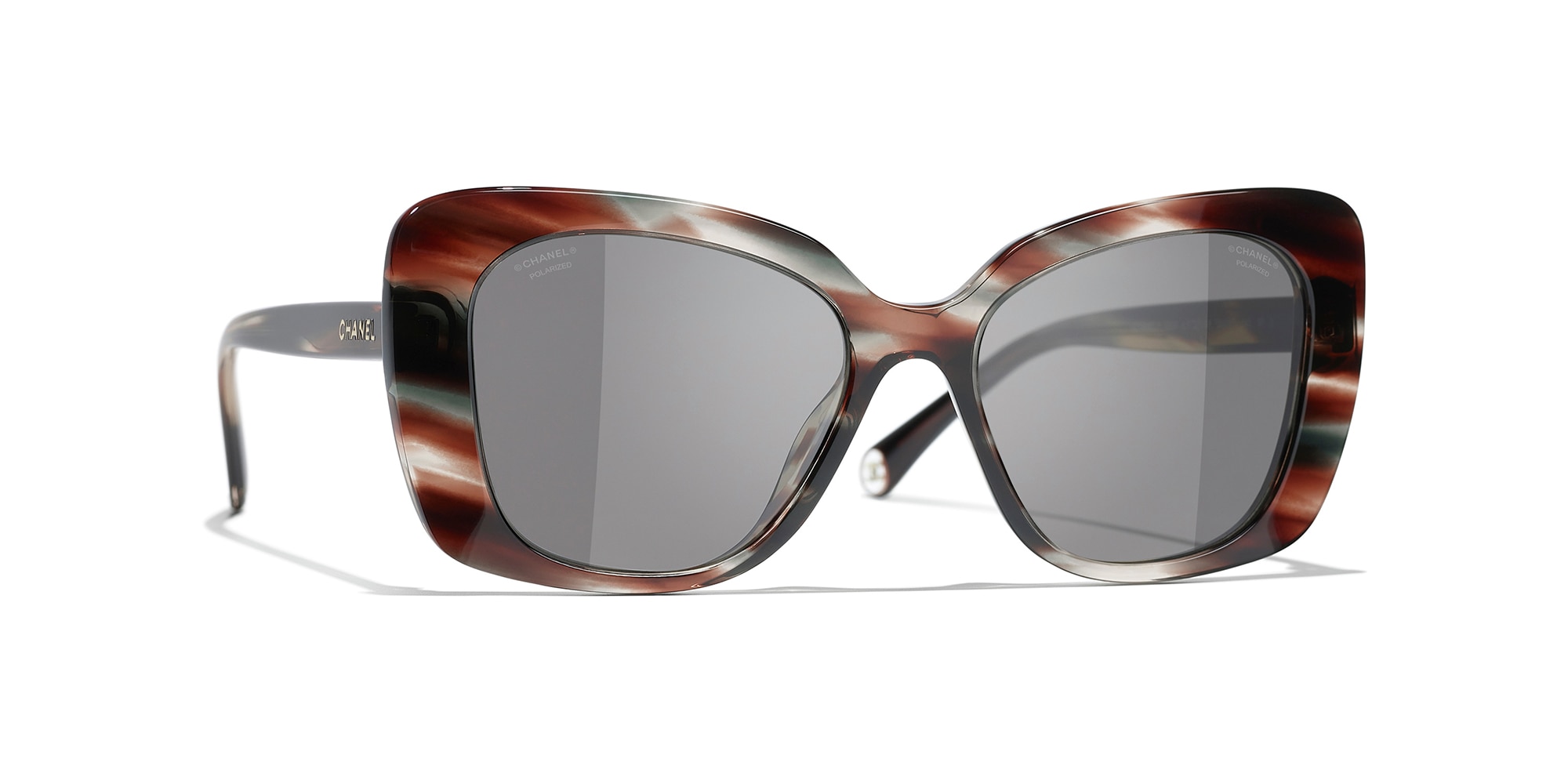 Chanel Rectangle Sunglasses CH5504 53 Gray  Brown Tortoise  Gray  Polarised Sunglasses  Sunglass Hut Australia
