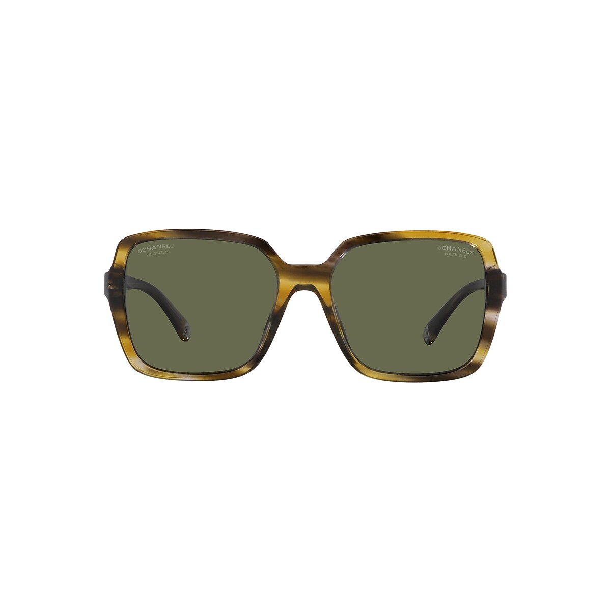 Chanel Square Sunglasses CH5505 54 Green & Green Tortoise Polarised  Sunglasses