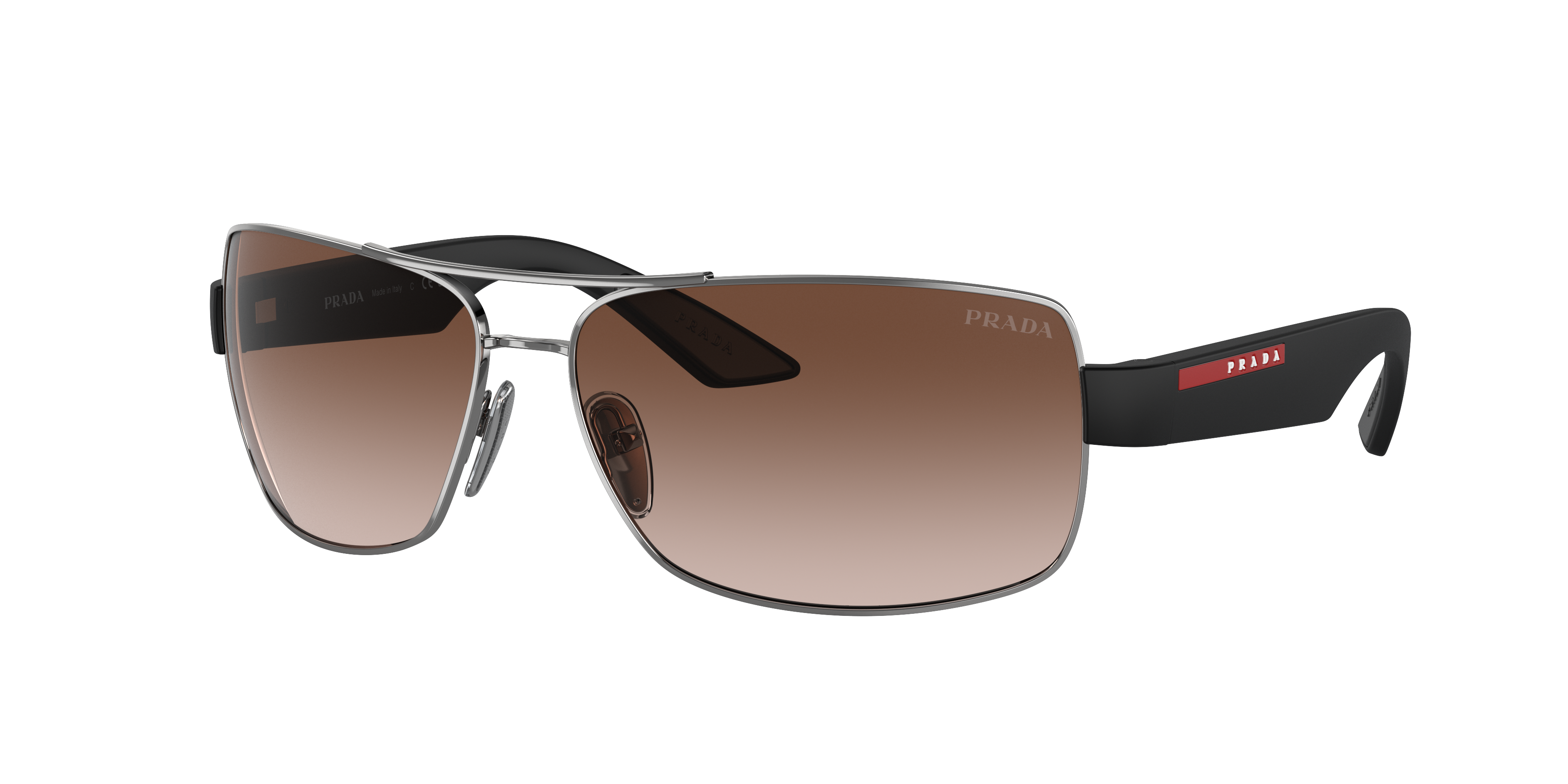 PRADA LINEA ROSSA PS 50ZS Gunmetal - Men Sunglasses, Gradient Brown Lens