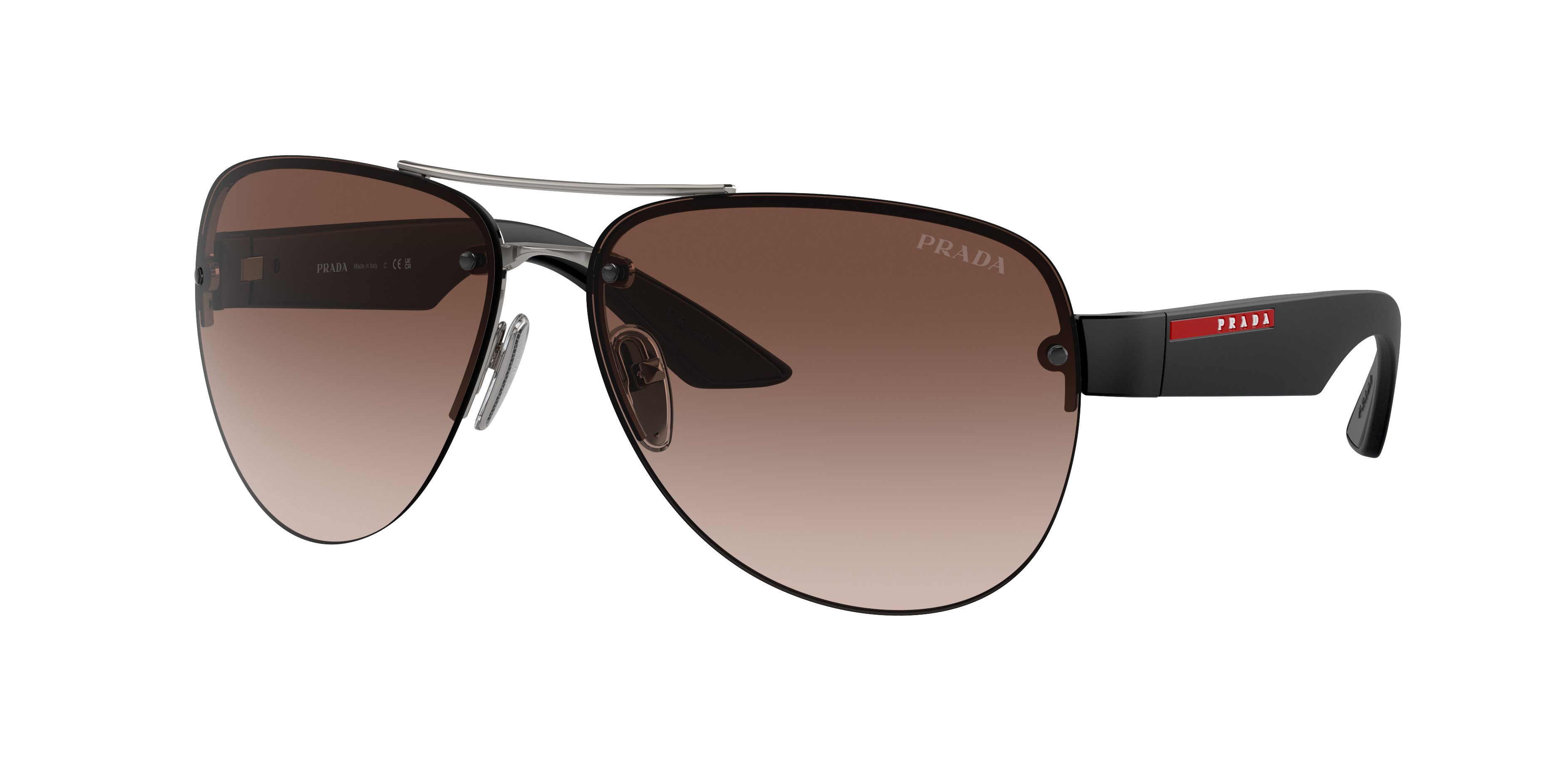 Prada Linea Rossa PS 55YS 64 Brown Gradient Gunmetal