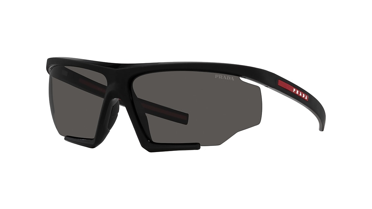 PRADA LINEA ROSSA PS 07YS Black Rubber - Men Sunglasses, Dark Grey Lens