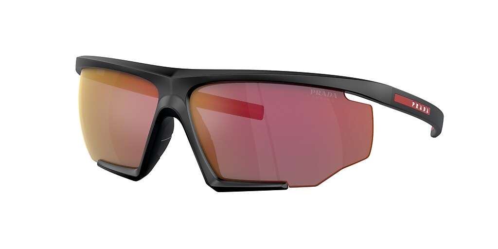 Prada Linea Rossa PS 07YS 76 Mirror Orange & Black Rubber Sunglasses ...