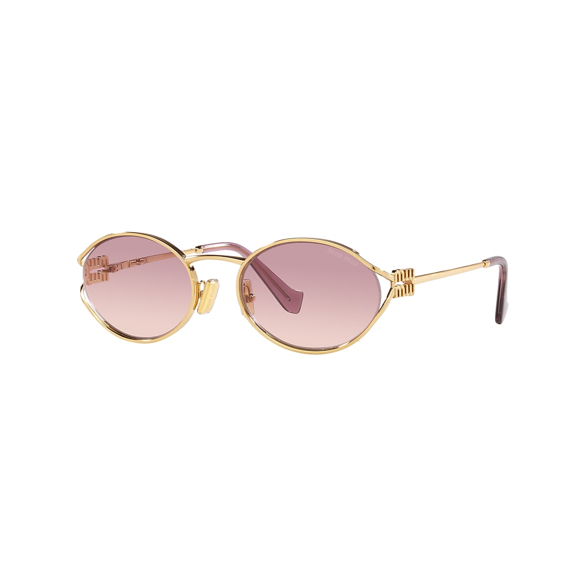 MIU MIU MU Gold - Female Luxury Sunglasses, Brown Gradient Violet Lens