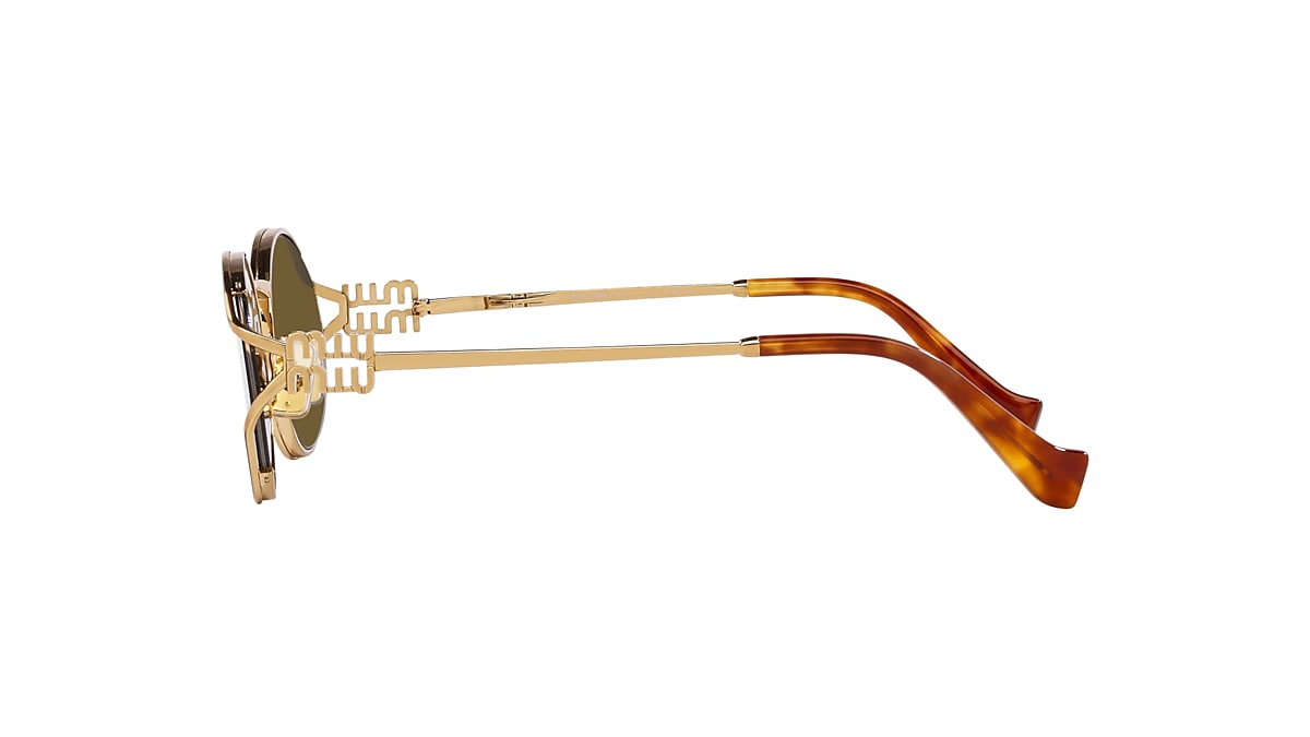 Miu Miu MU 52YS 54 Dunkelbraun & Brass Gold Sunglasses | Sunglass 