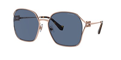 Miu Miu MU 52WS 60 Dark Blue & Rose Gold Sunglasses | Sunglass Hut 
