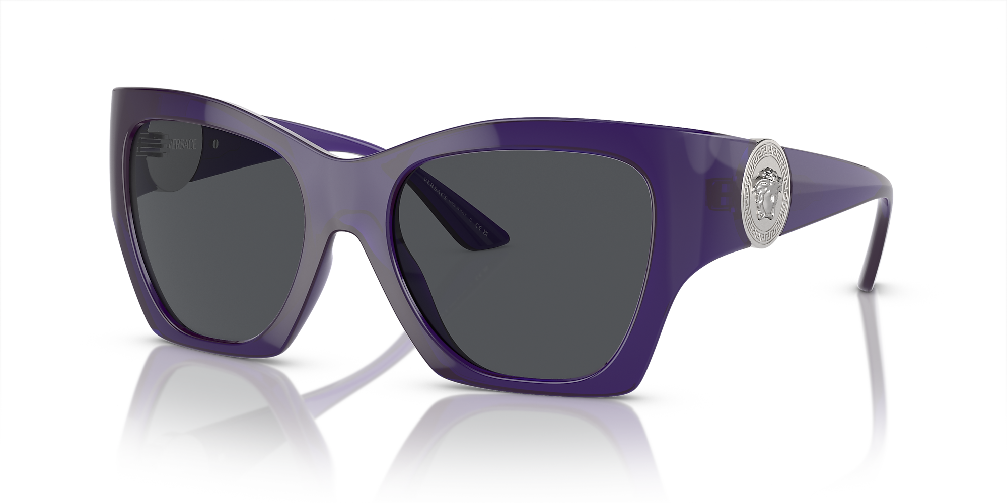 Versace VE4452 54 Dark Grey & Transparent Purple Sunglasses | Sunglass ...